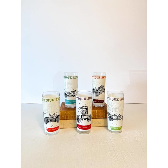 Vintage auto car highball glasses - Picture 1 of 6